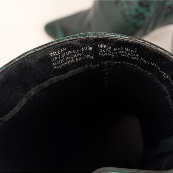 Just Fab Emerald Green & Black Taleah Snakeskin Heeled Ankle Boots Size 7.5 - Picture 10 of 10